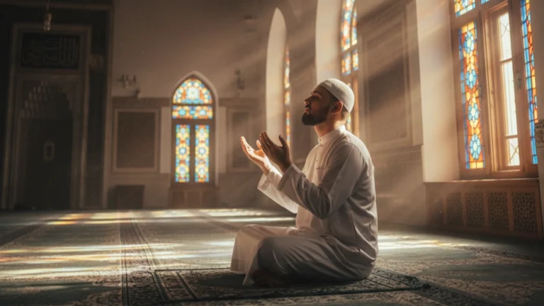 Muslim making dua after Salah